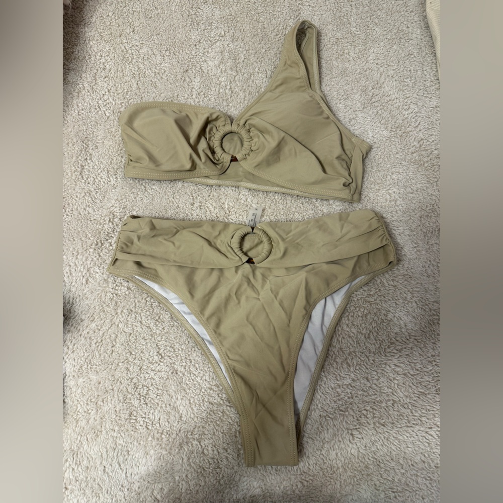 One-Shoulder Tan Bikini Set